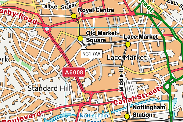 NG1 7AA map - OS VectorMap District (Ordnance Survey)