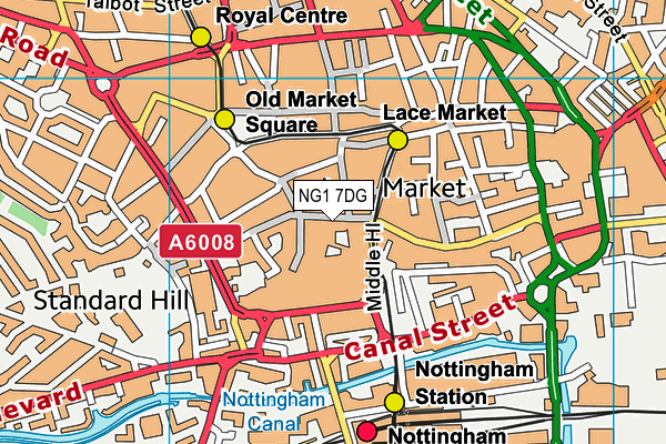 NG1 7DG map - OS VectorMap District (Ordnance Survey)