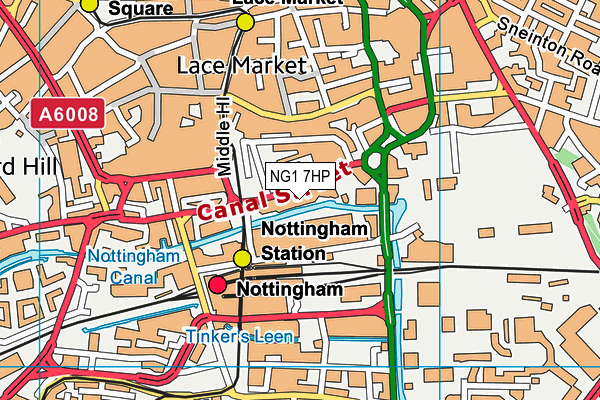 NG1 7HP map - OS VectorMap District (Ordnance Survey)