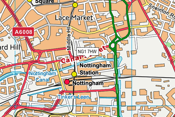 NG1 7HW map - OS VectorMap District (Ordnance Survey)