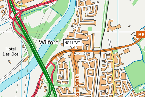 NG11 7AT map - OS VectorMap District (Ordnance Survey)