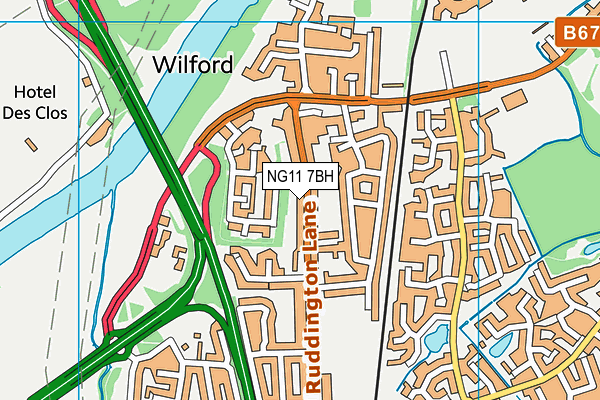 NG11 7BH map - OS VectorMap District (Ordnance Survey)