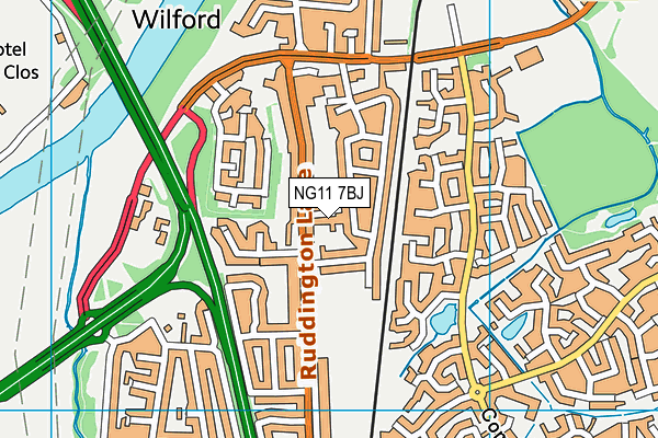 NG11 7BJ map - OS VectorMap District (Ordnance Survey)