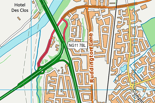 NG11 7BL map - OS VectorMap District (Ordnance Survey)