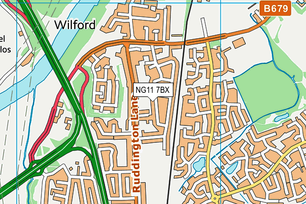 NG11 7BX map - OS VectorMap District (Ordnance Survey)
