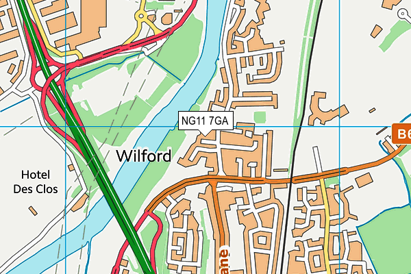 NG11 7GA map - OS VectorMap District (Ordnance Survey)