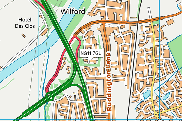 NG11 7GU map - OS VectorMap District (Ordnance Survey)