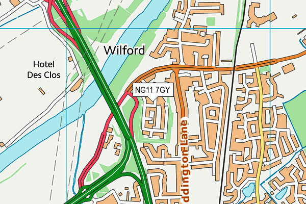 NG11 7GY map - OS VectorMap District (Ordnance Survey)