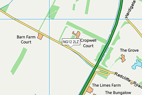 NG12 2LZ map - OS VectorMap District (Ordnance Survey)