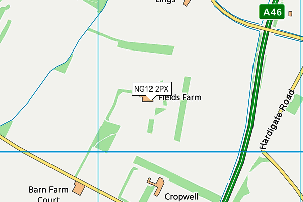 NG12 2PX map - OS VectorMap District (Ordnance Survey)