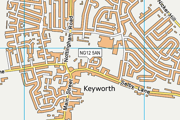 Keyworth And District Lawn Tennis Club map (NG12 5AN) - OS VectorMap District (Ordnance Survey)