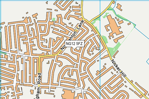 NG12 5FZ map - OS VectorMap District (Ordnance Survey)