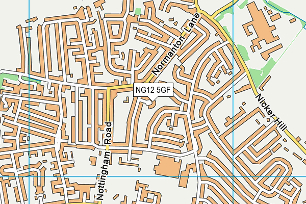 NG12 5GF map - OS VectorMap District (Ordnance Survey)