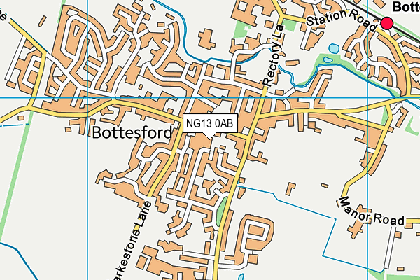 NG13 0AB map - OS VectorMap District (Ordnance Survey)