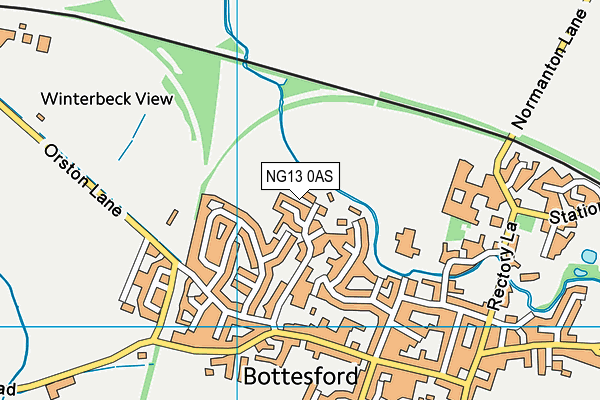 NG13 0AS map - OS VectorMap District (Ordnance Survey)