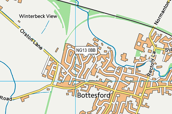 NG13 0BB map - OS VectorMap District (Ordnance Survey)