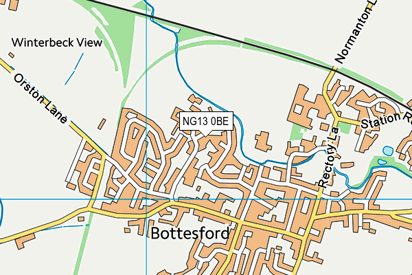 NG13 0BE map - OS VectorMap District (Ordnance Survey)