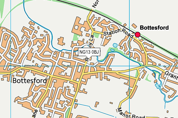 NG13 0BJ map - OS VectorMap District (Ordnance Survey)