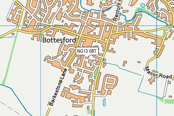 NG13 0BT map - OS VectorMap District (Ordnance Survey)