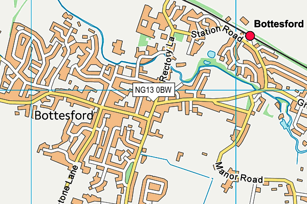 NG13 0BW map - OS VectorMap District (Ordnance Survey)