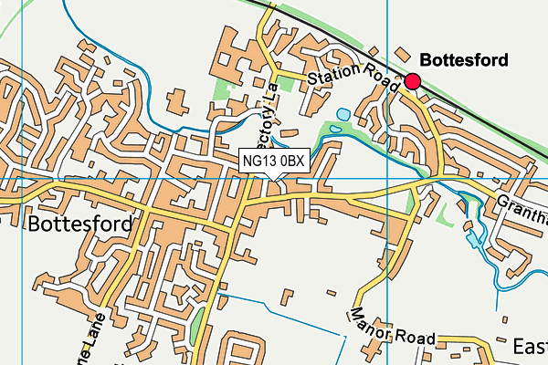 NG13 0BX map - OS VectorMap District (Ordnance Survey)