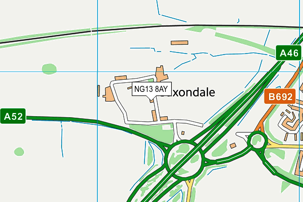 NG13 8AY map - OS VectorMap District (Ordnance Survey)