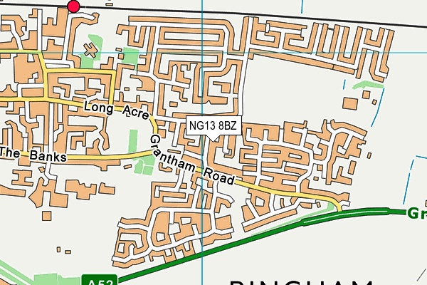 NG13 8BZ map - OS VectorMap District (Ordnance Survey)