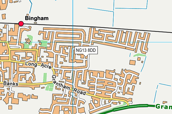 NG13 8DD map - OS VectorMap District (Ordnance Survey)
