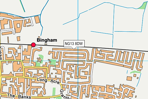 NG13 8DW map - OS VectorMap District (Ordnance Survey)