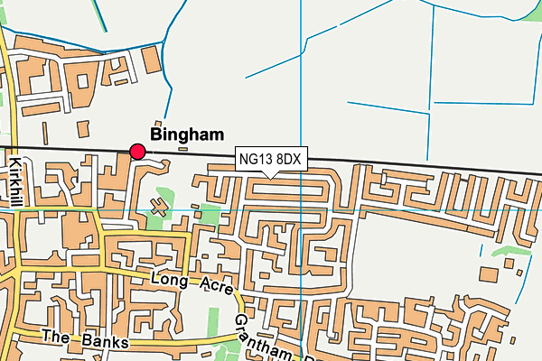 NG13 8DX map - OS VectorMap District (Ordnance Survey)