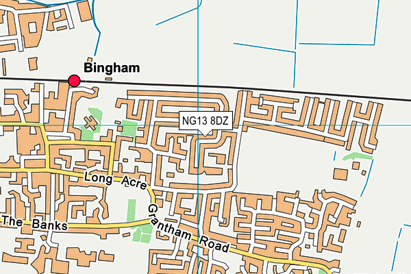 NG13 8DZ map - OS VectorMap District (Ordnance Survey)