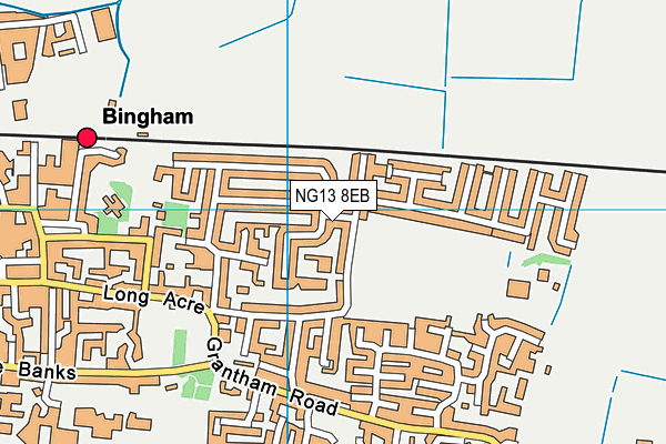 NG13 8EB map - OS VectorMap District (Ordnance Survey)