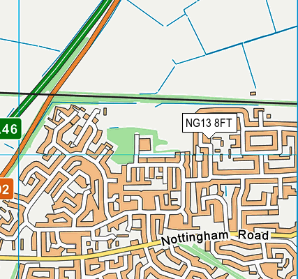 NG13 8FT map - OS VectorMap District (Ordnance Survey)