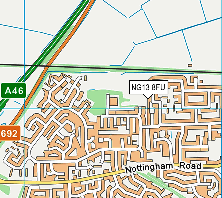 NG13 8FU map - OS VectorMap District (Ordnance Survey)