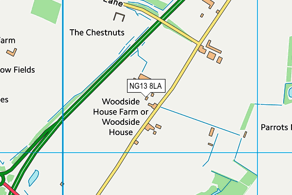 NG13 8LA map - OS VectorMap District (Ordnance Survey)