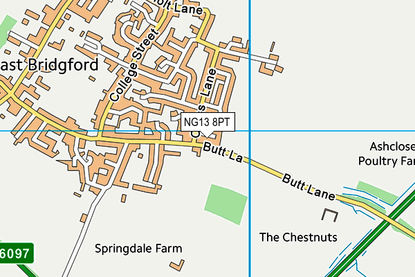 NG13 8PT map - OS VectorMap District (Ordnance Survey)