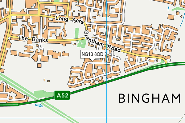 NG13 8QD map - OS VectorMap District (Ordnance Survey)