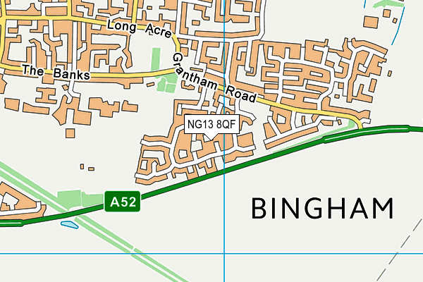 NG13 8QF map - OS VectorMap District (Ordnance Survey)