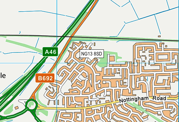 NG13 8SD map - OS VectorMap District (Ordnance Survey)