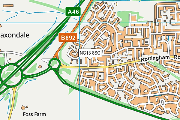 NG13 8SG map - OS VectorMap District (Ordnance Survey)