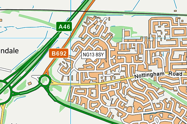 NG13 8SY map - OS VectorMap District (Ordnance Survey)