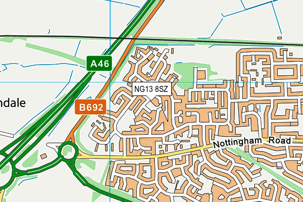 NG13 8SZ map - OS VectorMap District (Ordnance Survey)