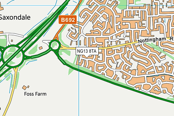 NG13 8TA map - OS VectorMap District (Ordnance Survey)