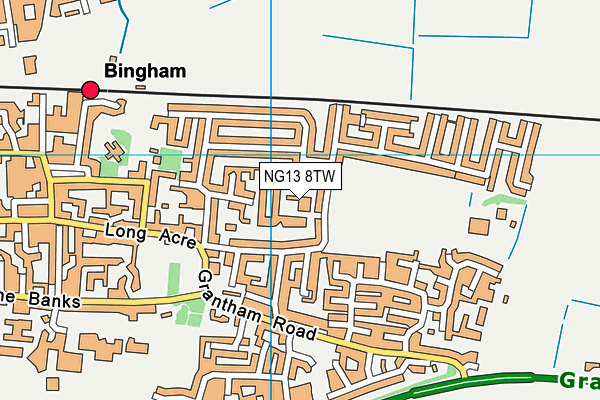 NG13 8TW map - OS VectorMap District (Ordnance Survey)