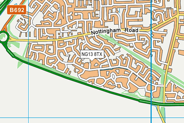 NG13 8TX map - OS VectorMap District (Ordnance Survey)