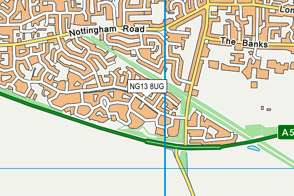 NG13 8UG map - OS VectorMap District (Ordnance Survey)