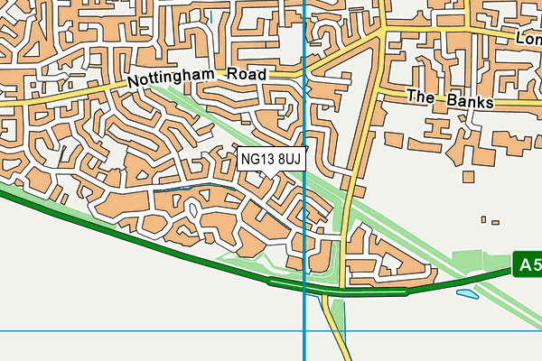 NG13 8UJ map - OS VectorMap District (Ordnance Survey)