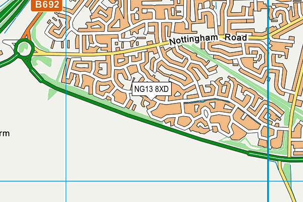 NG13 8XD map - OS VectorMap District (Ordnance Survey)