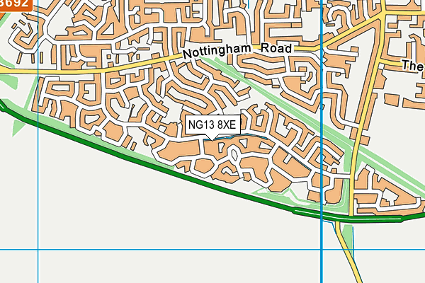 NG13 8XE map - OS VectorMap District (Ordnance Survey)