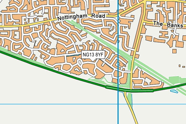 NG13 8YF map - OS VectorMap District (Ordnance Survey)
